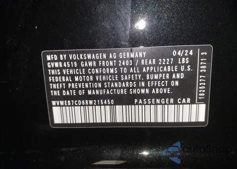 2024 Volkswagen Golf R 2.0T from USA, damaged, VIN WVWEB7CD6RW215450